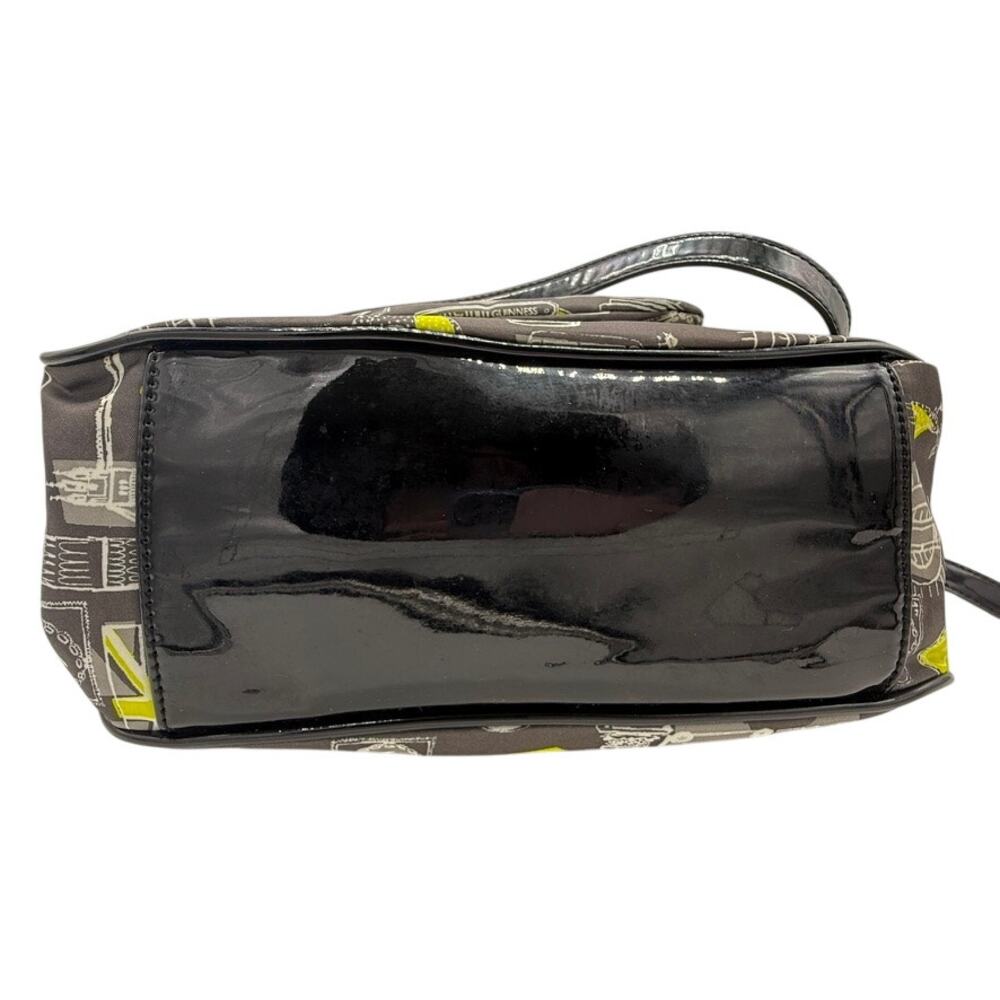 Lulu by Lulu Guinness London Print Tote Bag w/ Pouch Matching Black Yellow White - Picture 9 of 16